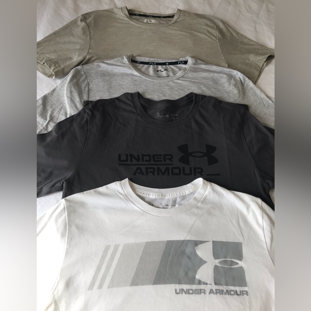 FLX Urban Commuter & Under Armour Short Sleeve T-Shirts Lot of 4 Men size Small